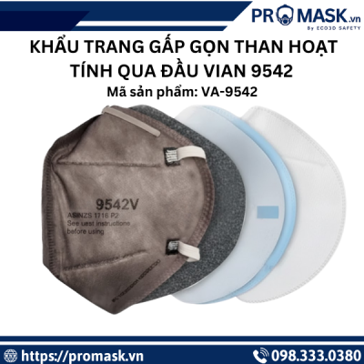 Khẩu trang gấp gọn than hoạt tính qua đầu vian 9542