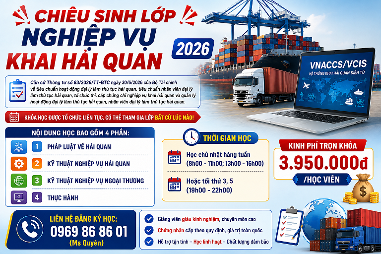 Khóa học KHAI HẢI QUAN - phục vụ kỳ thi cấp chứng chỉ toàn quốc