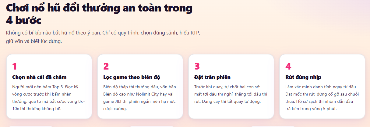 4 Bước Chơi Nổ Hũ Đổi Thưởng An Toàn Tại Nohu88