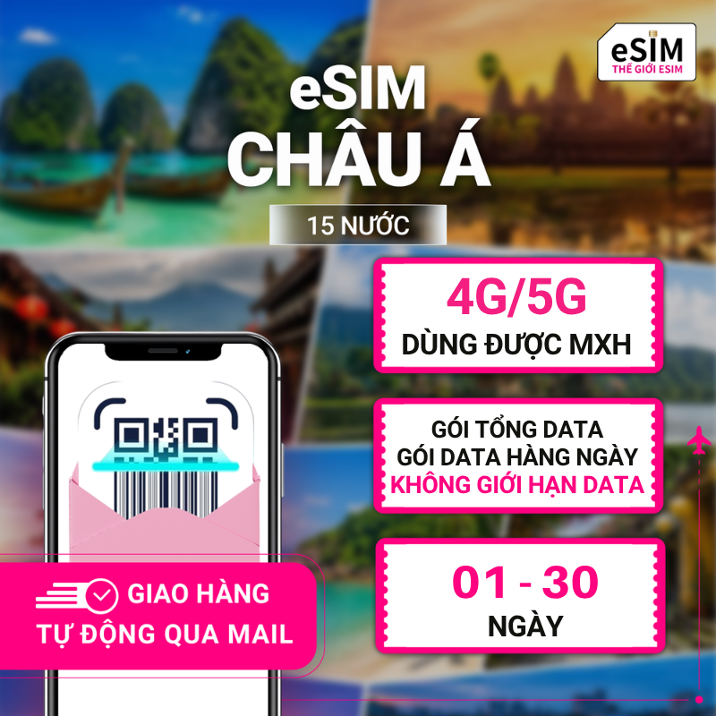 eSIM du lịch Châu Á 15 nước