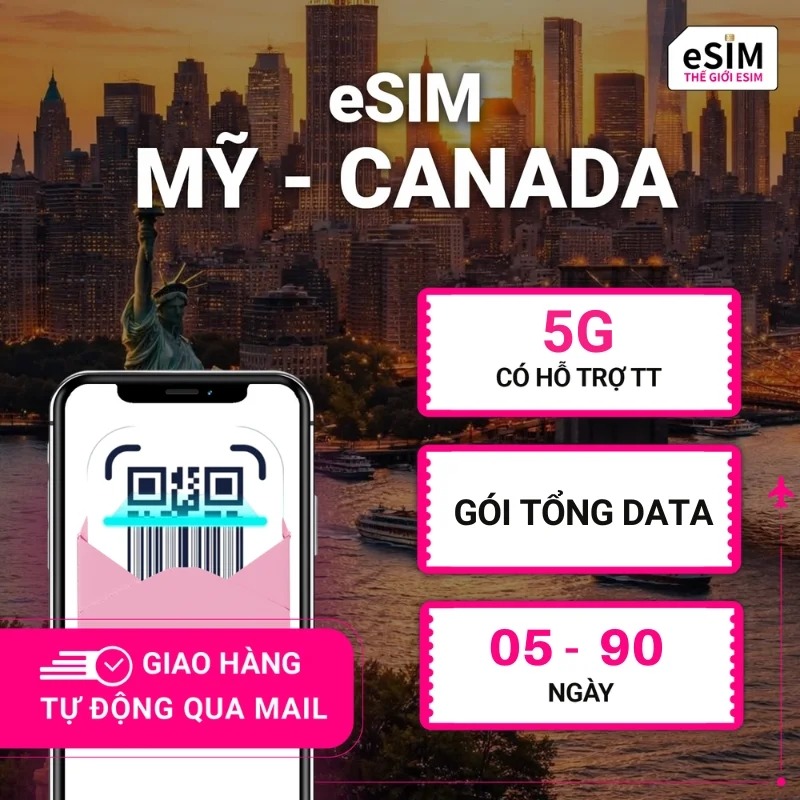 eSIM Du Lịch Mỹ và Canada