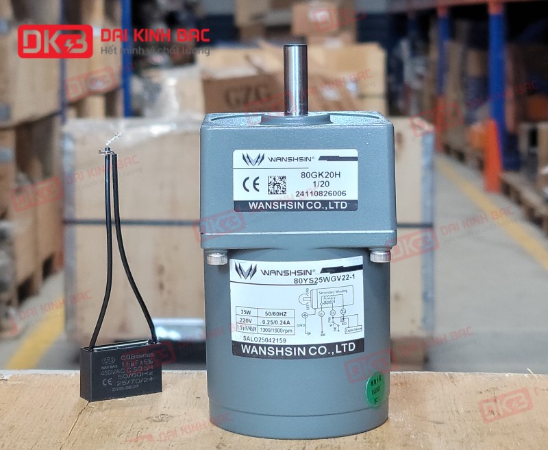 Motor giảm tốc mini Wanshsin 25W 80YS25WGV22 + 80GK-20-H