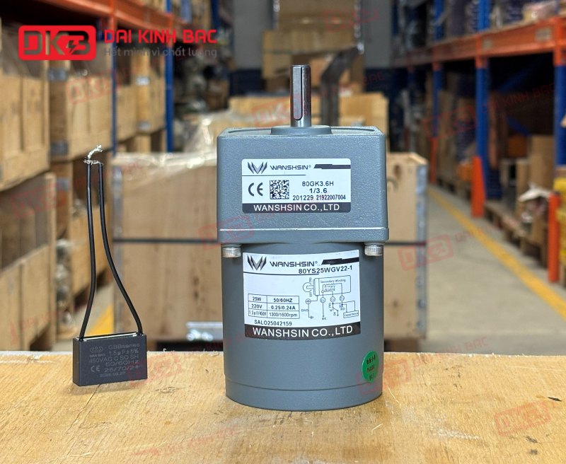 Motor giảm tốc mini Wanshsin 25W 80YS25WGV22 + 80GK-3.6-H