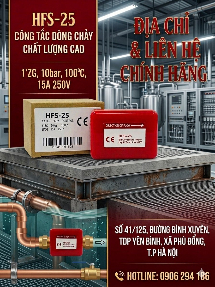 cách lắp đặt công tắc dòng chảy HFS-25 đúng kỹ thuật