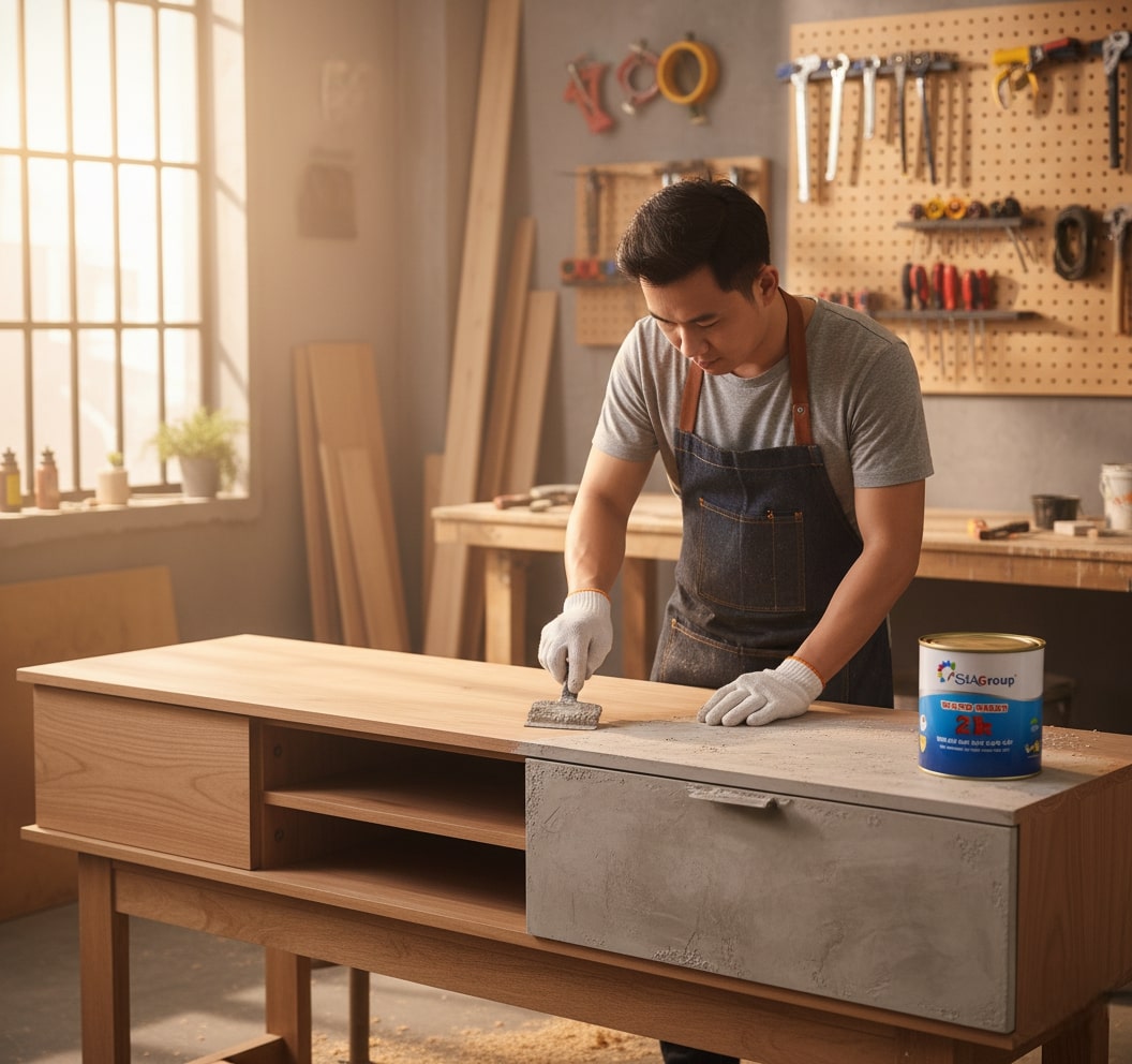 Biến Gỗ MDF Thành Tường Bê Tông Thô Mộc – Hướng Dẫn Chi Tiết