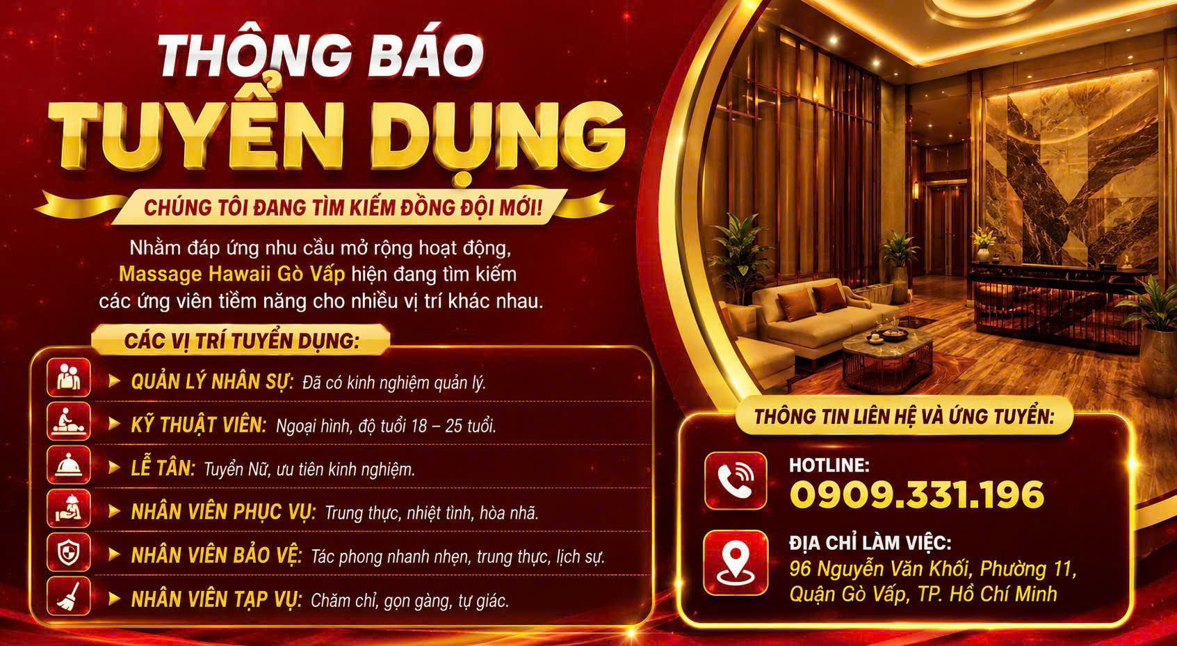 [CƠ HỘI VIỆC LÀM] CÙNG ĐỒNG HÀNH VỚI TẬP THỂ HAWAII GÒ VẤP