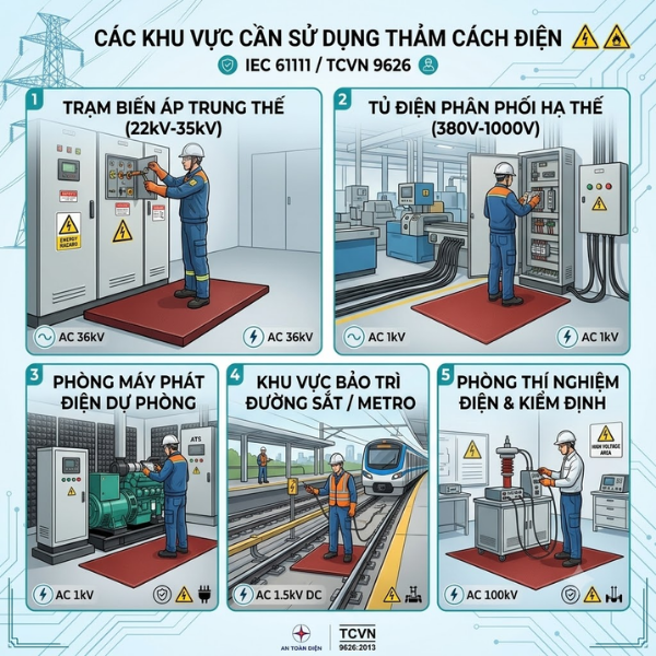 Thảm cách điện là gì? Hướng dẫn chọn thảm cách điện đạt chuẩn IEC
