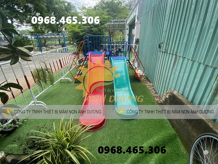 Cầu trượt trẻ em nhập khẩu, cầu trượt máng đôi, cầu trượt 2 máng