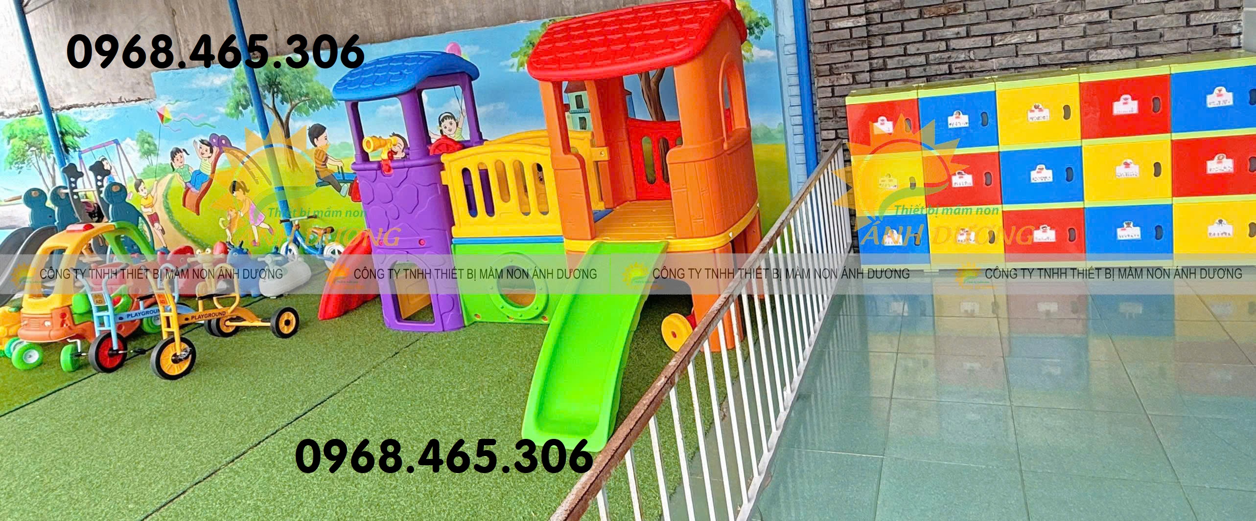 Bộ cầu trượt nhà khối trẻ em, bộ cầu trượt 2 mái nhà trẻ em